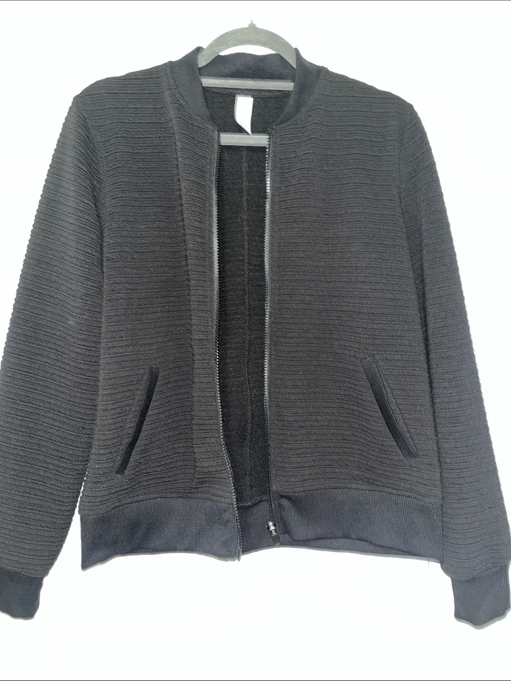 Bally Black Ribbed Bomber Jacket Women’s size Small